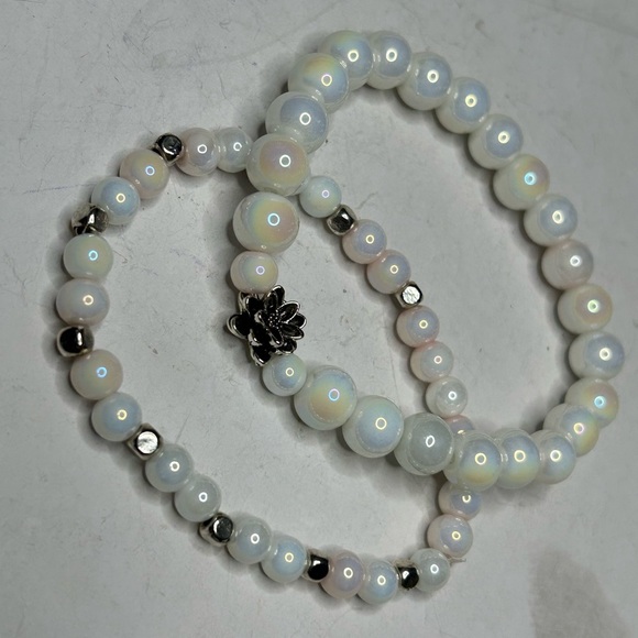Opalite Lotus Charm Bracelet Set - Picture 2 of 3